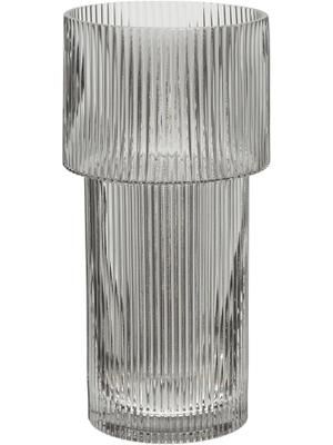 Vase verre gris à surface rainurée Lija