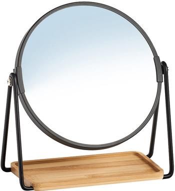 Ronde make-up spiegel Nora met plank en vergroting