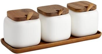 Set contenitori in porcellana e legno di acacia Essentials 7 pz