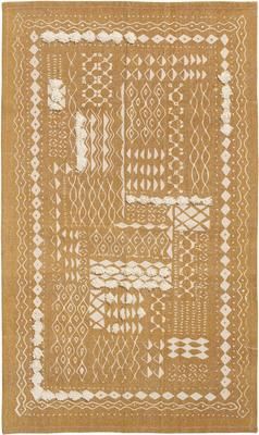 Boho Baumwollteppich Boa mit Hoch-Tief-Muster in Senfgelb/Weiß