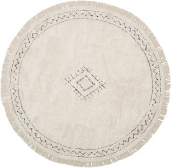 Okrągły ręcznie tuftowany dywan z bawełny w stylu boho z frędzlami Fionn