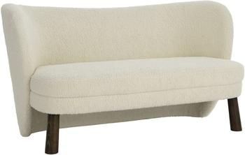 Canapé 2 places tissu peluche blanc avec pieds en pin Isabay