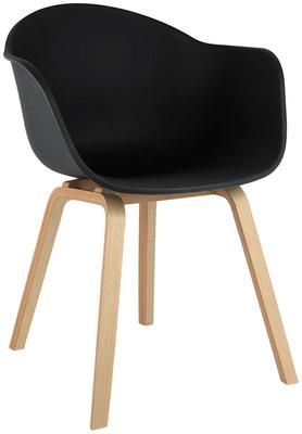 Kunststoffen armstoel Claire met houten poten