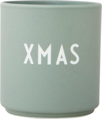 Design Becher Favourite XMAS in Graugrün mit Schriftzug