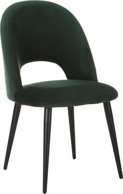 Chaise rembourrée en velours vert Rachel