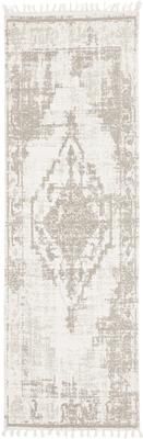 Handgewebter Baumwollläufer Jasmine in Beige/Taupe im Vintage-Style