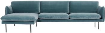 Sofa narożna z aksamitu z metalowymi nogami Moby