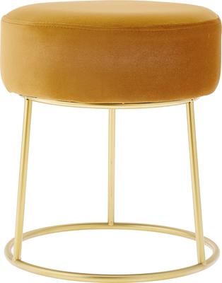 Tabouret rond velours jaune Clarissa