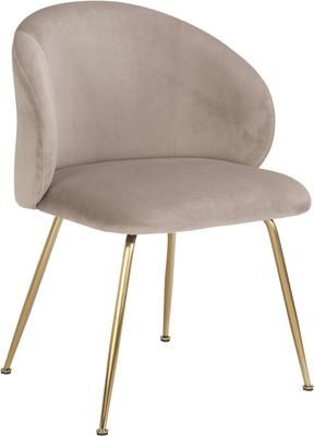 Sedia imbottita in velluto taupe Luisa 2 pz