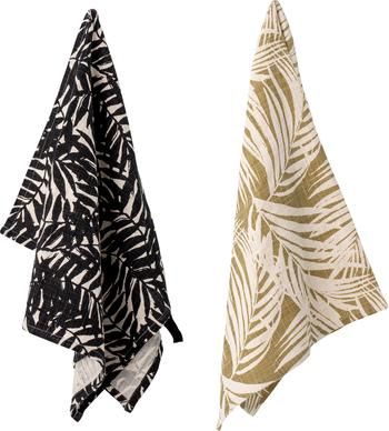 Set 2 strofinacci in cotone con motivo tropicale Ivora