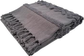 Plaid boho en coton gris à motif Adara