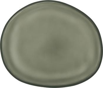 Handgemachte Brotteller Frost aus recyceltem Glas in Khaki, 4er-Set