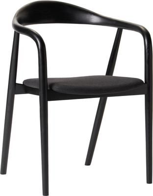Houten fauteuil Angelina met zitkussen in zwart