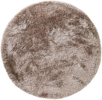 Glänzender Hochflor-Teppich Lea in Beige, rund