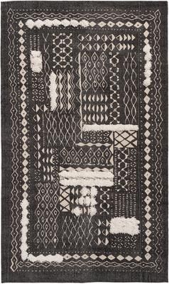 Boho Baumwollteppich Boa mit Hoch-Tief-Muster in Schwarz/Weiß
