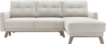 Divano letto angolare 4 posti in velluto color crema con contenitore Balio