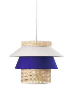 Grande suspension cannage crème/bleu foncé Klea