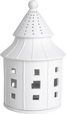 Photophore maison rond porcelaine blanc Living