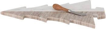 Plat de service en marbre avec couteau Malalai, long. 42 x larg. 28 cm