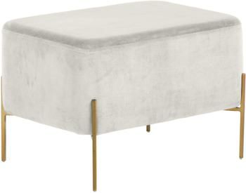 Pouf grande in velluto grigio chiaro Harper