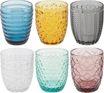 Vasos de colores con relive Geometrie, 6 uds.