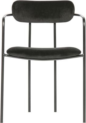 Silla con reposabrazos de terciopelo y metal Elvy