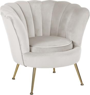 Fauteuil cocktail velours beige Oyster