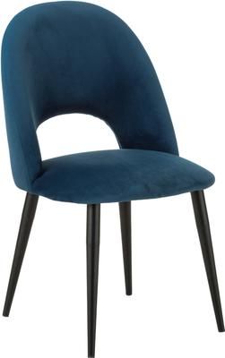 Chaise rembourrée en velours bleu Rachel