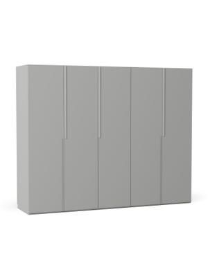 Modularer Drehtürenschrank Leon in Grau, 250 cm Breite, mehrere Varianten