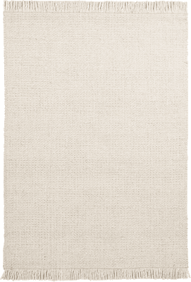 Handgewebter Wollteppich Alvin in Creme mit Fransenabschluss