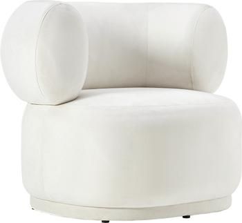 Fauteuil en velours blanc crème Cori