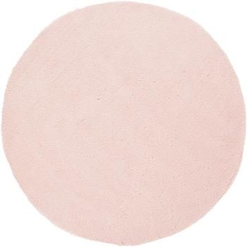 Pluizig rond hoogpoolig vloerkleed Leighton in roze