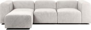 Canapé modulable 4 places blanc crème avec pouf Lena