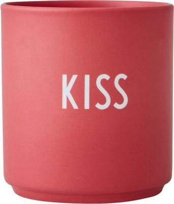 Design Becher Favourite KISS in Rot mit Schriftzug