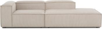 Chaise longue componibile in velluto a coste beige Lennon