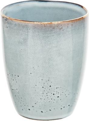Handgemachte Steingut-Becher Thalia in Blaugrau, 2 Stück