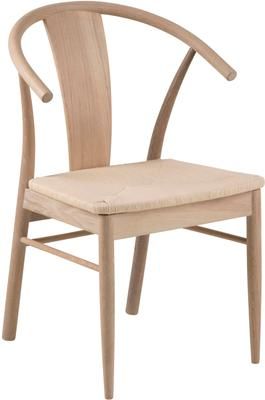 Krzesło z drewna z plecionym siedziskiem Janik