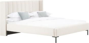 Letto imbottito in tessuto beige chiaro Dusk