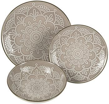 Geschirr-Set Baku mit Ornament-Relief, 6 Personen (18-tlg.)