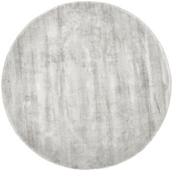 Tappeto rotondo in viscosa color grigio chiaro-beige tessuto a mano Jane