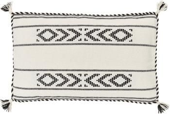 Housse de coussin rectangulaire ethnique beige Okiro