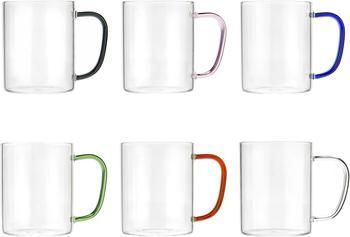 Tasse en verre avec poignées colorées, 6 élém.