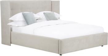 Letto imbottito in tessuto beige con contenitore Star