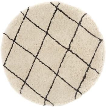 Runder flauschiger Hochflor-Teppich Naima, handgetuftet