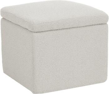 Pouf contenitore in tessuto bouclé bianco crema Winou