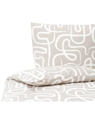 Copripiumino in cotone organico percalle beige/bianco Malu