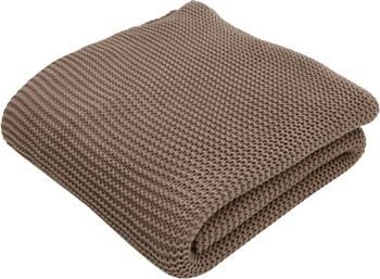 Plaid en tricot coton bio brun Adalyn
