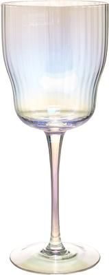 Bicchiere vino in vetro soffiato con rilievo scanalato e lucentezza perlacea Juno 4 pz