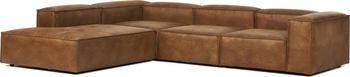 Canapé d'angle XL modulable cuir recyclé brun Lennon