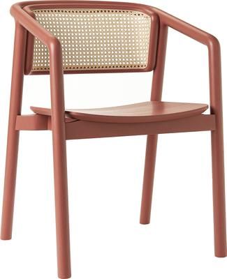 Chaise à accoudoirs terracotta cannage Gali
